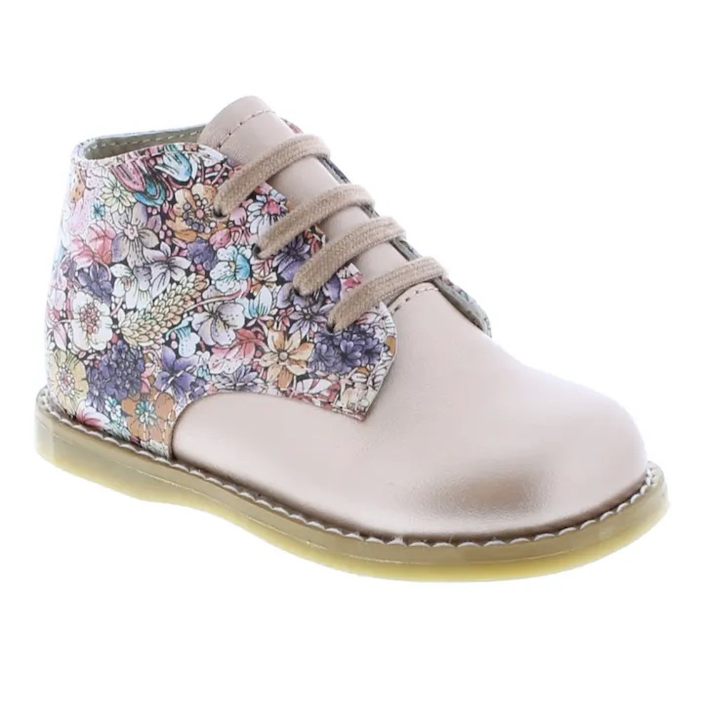 Footmates Tina Floral Rose Gold Ankle Baby Leather Boots Booties
